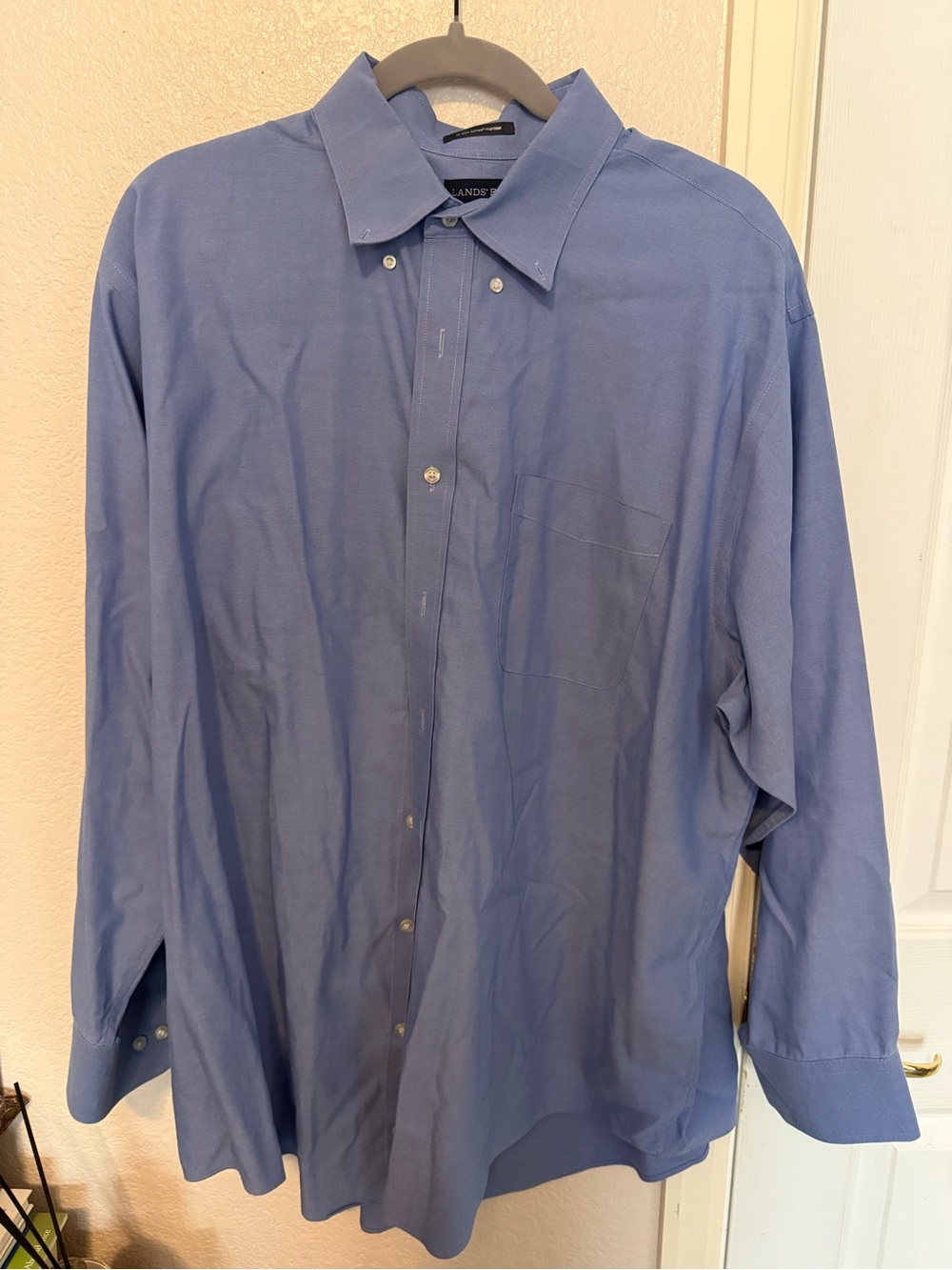 Lands' End Men's Blue Classic Button-Down Dress Shirt